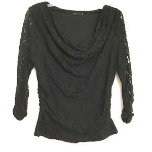 Ispiri Black Lace Cowl Neck Top  Size M